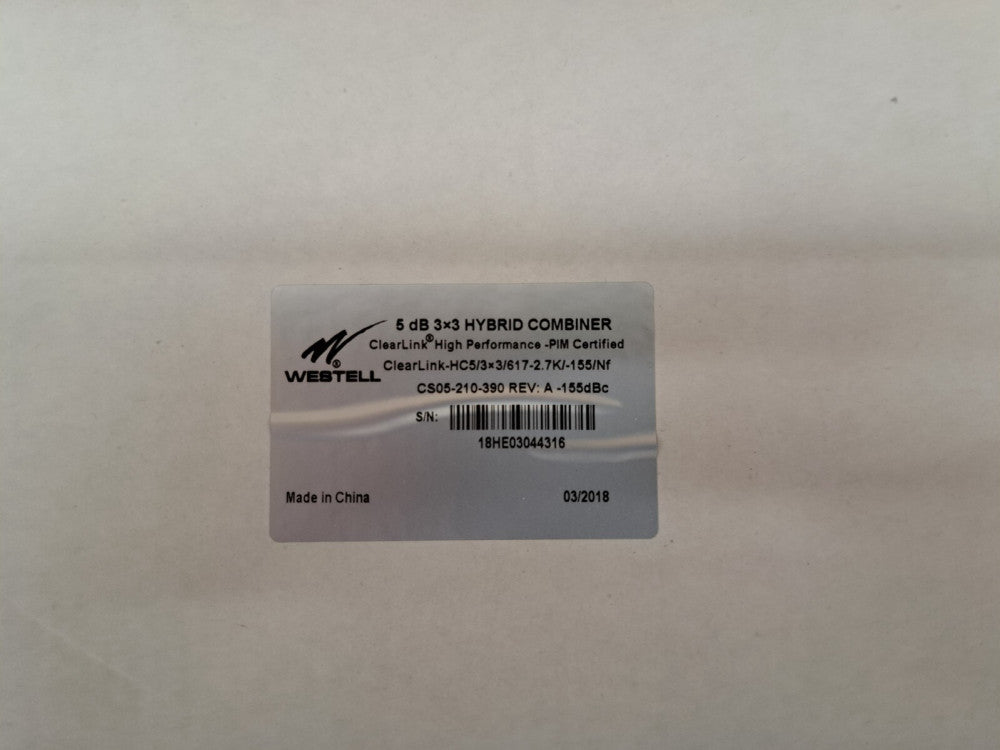 New, Westell, CS05-210-390, 3X3 Hybrid Combiner, 600-2700MHz, -161 PIM, 150 Watt