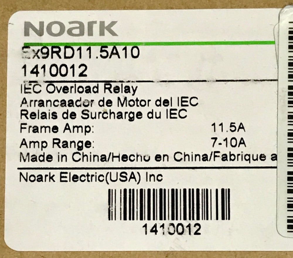 NOARK EX9RD11.5A10 1410012 IEC Overload Relay 11.5 AMP Frame 7-10 AMP Range 
