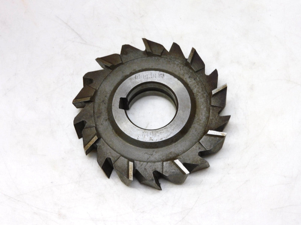 Poland 4.0" x 3/4" x 1-1/4" HSS Staggard Tooth Slot Milling Cutter 9 tooth
