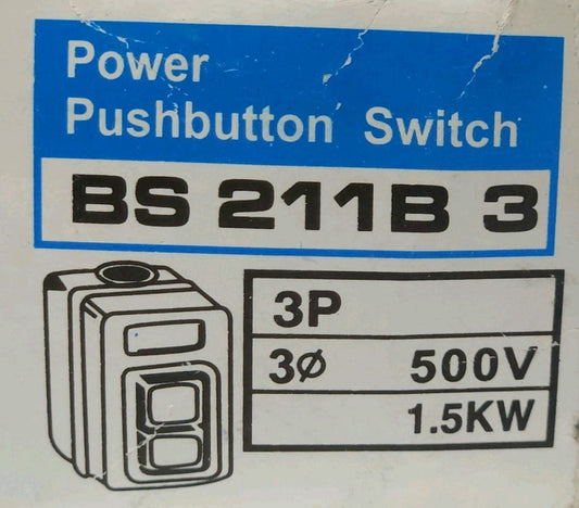 SHYD TDLAI K.S BS211B Power Pushbutton Station Switch ON OFF Maintained 3 Pole 3