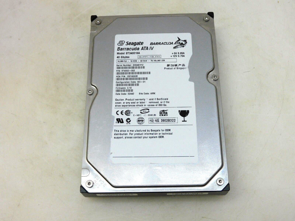 SEAGATE ST340016A 40GB IDE HARD DRIVE