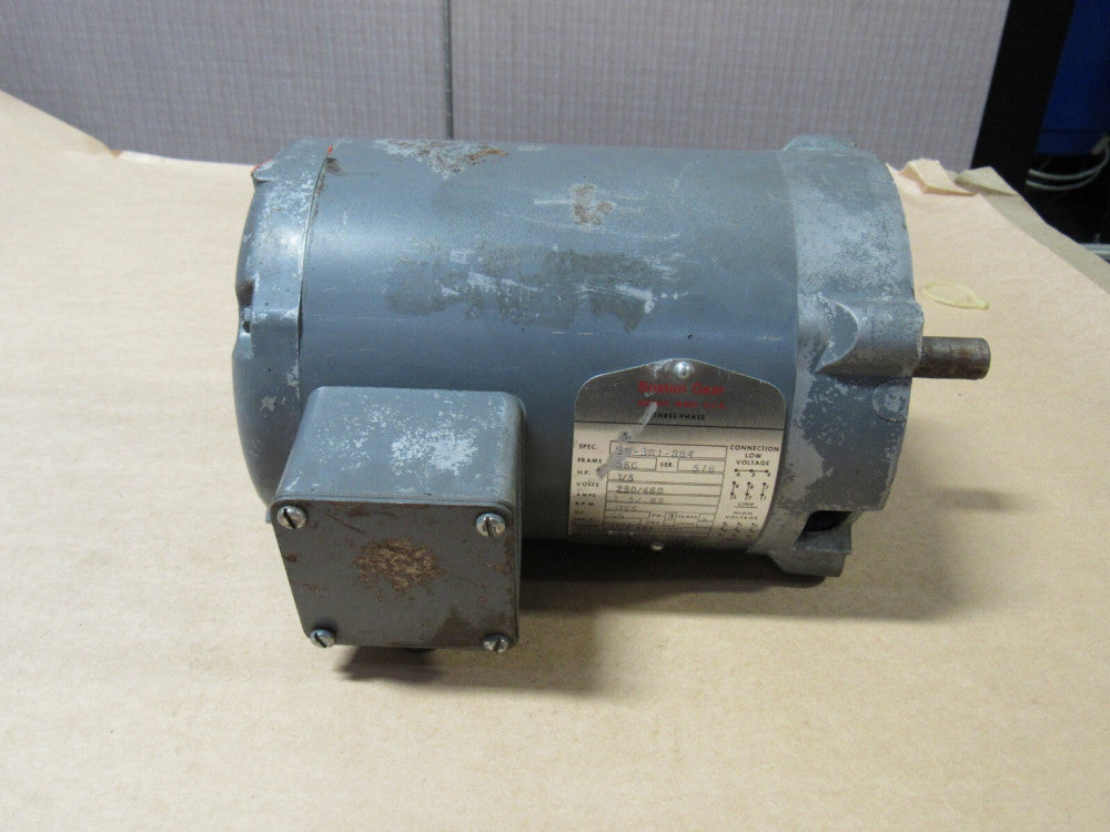 BOSTON GEAR ELECTRIC MOTOR 34-381-884 1/3 HP 230/460V 1725RPM 56C FRAME 3PH USED