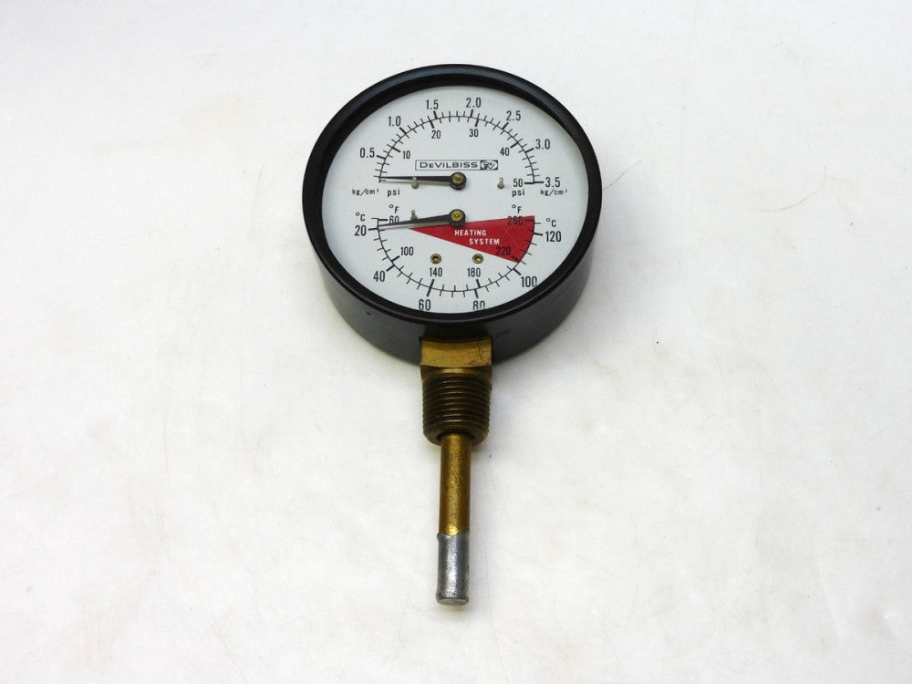 DEVILBISS DUAL PRESSURE & TEMPERATURE GAUGE 0-3.5KG 0-50PSI 20-120°C 60-260°F