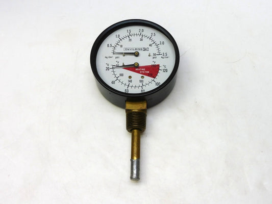 DEVILBISS DUAL PRESSURE & TEMPERATURE GAUGE 0-3.5KG 0-50PSI 20-120°C 60-260°F
