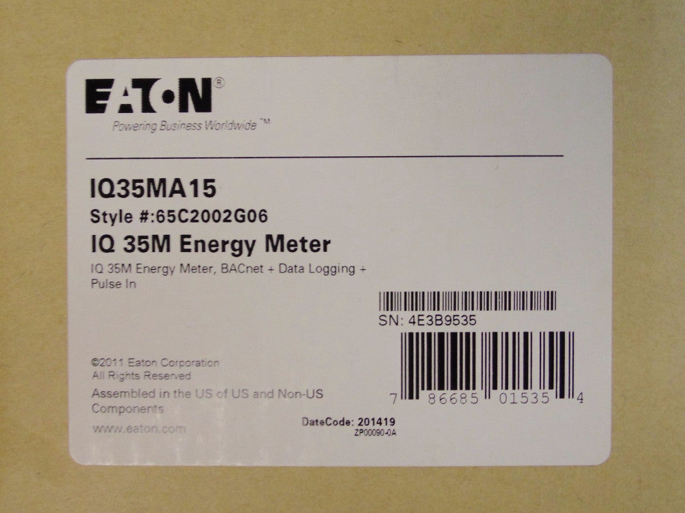 EATON IQ35MA15 IQ 35M Energy Meter BACnet and Alarm 65C2002G06