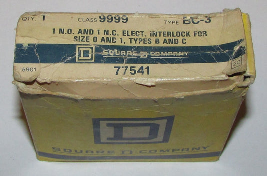 SQUARE D 9999 BC-3 Size 0-1 Electrical Interlock Kit 1 N.O. 1 N.C. 9999 BC 2