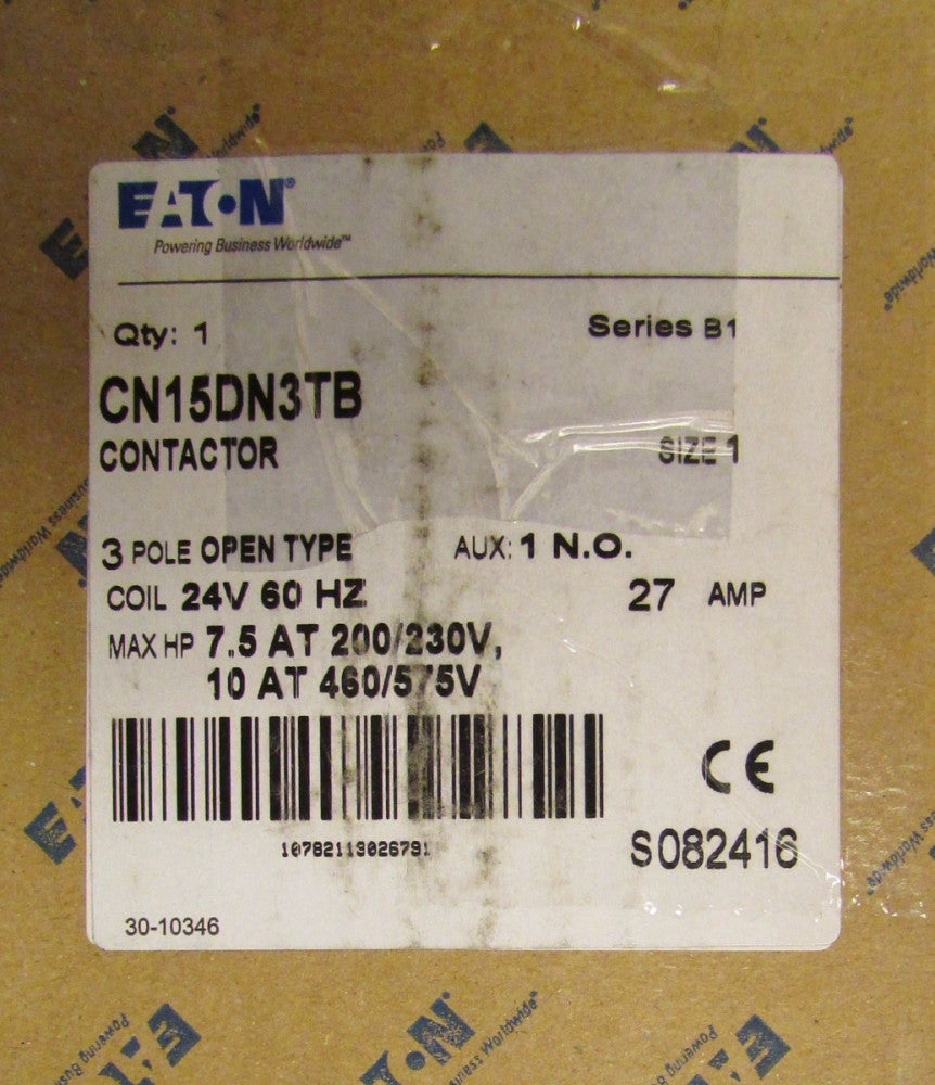 EATON CUTLER HAMMER CN15DN3TB  24 volt  3 Pole 27 Amp CN15DN3 Size 1 contactor