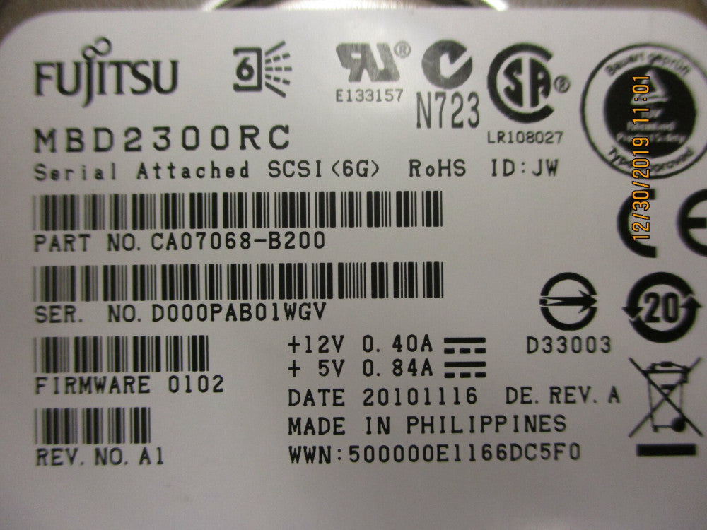 FUJITSU - MBD2300RC - 300GB 10000RPM 2.5" SAS HDD