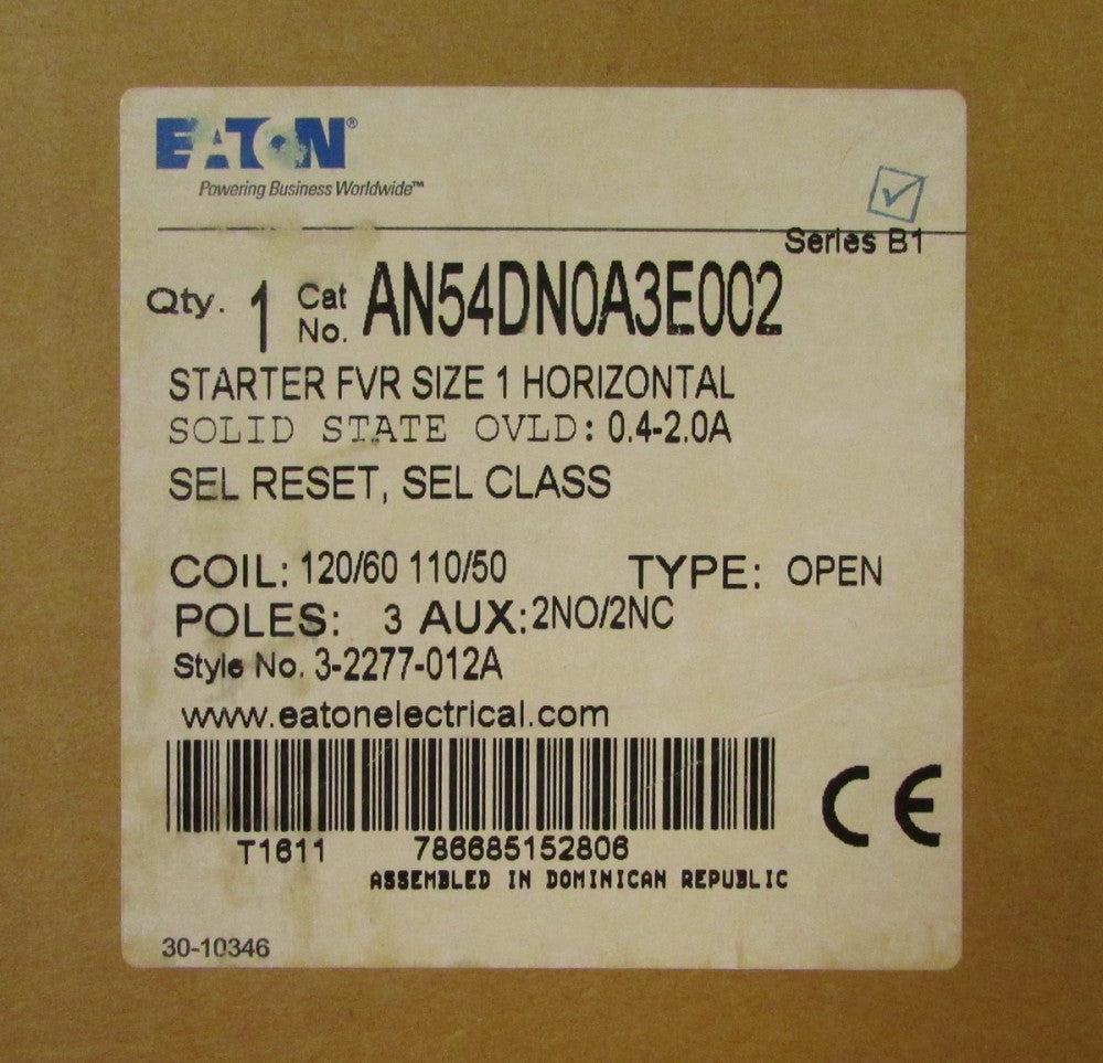 EATON CUTLER HAMMER AN54DN0A3E002 Size 1 Horizontal Reversing Starter AN54DN0