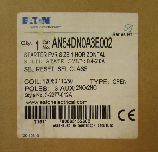 EATON CUTLER HAMMER AN54DN0A3E002 Size 1 Horizontal Reversing Starter AN54DN0