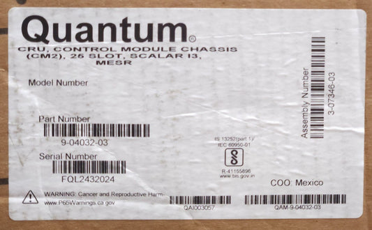 QUANTUM MODEL SC001 SCALAR i3 CRU CONTROL MODULE CHASSIS CM2 3-07346-03