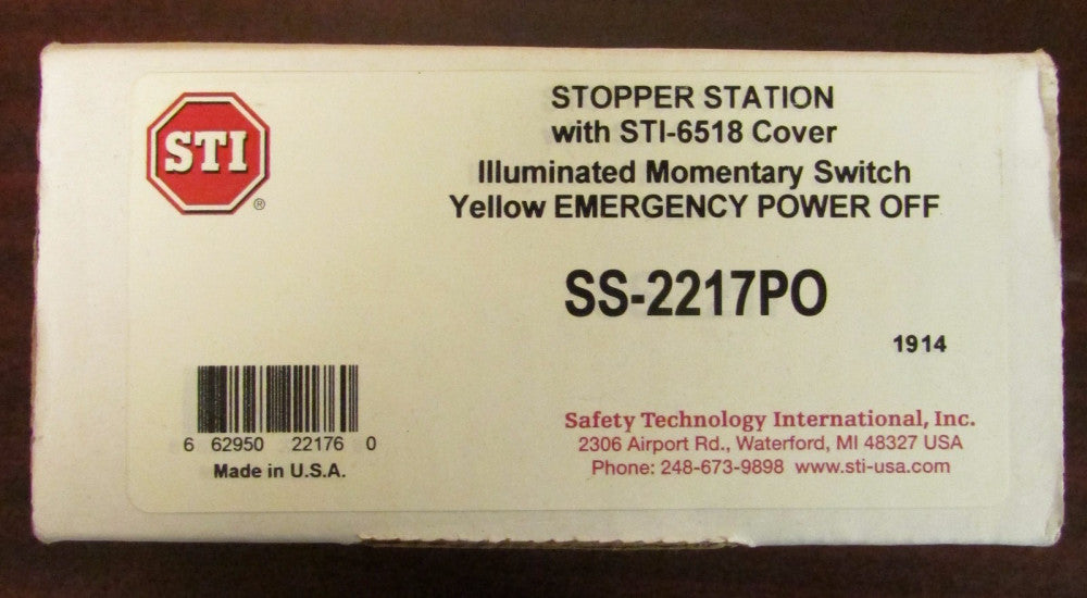 STI SS 2217P0 Illum. Momentary Yellow Emergency Power Off Station STI 6518 Cover