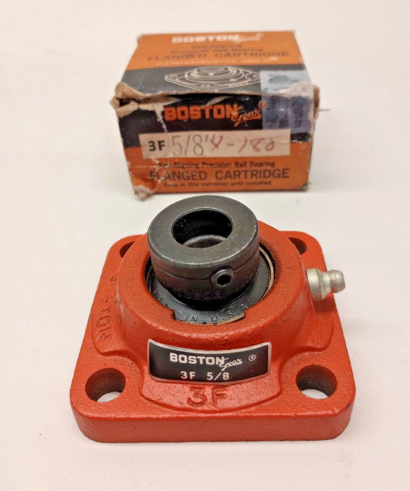 Boston Gear 3F 5/8 New Flange Bearing 4-Bolt 0.625 bore Eccentric Collar Locking