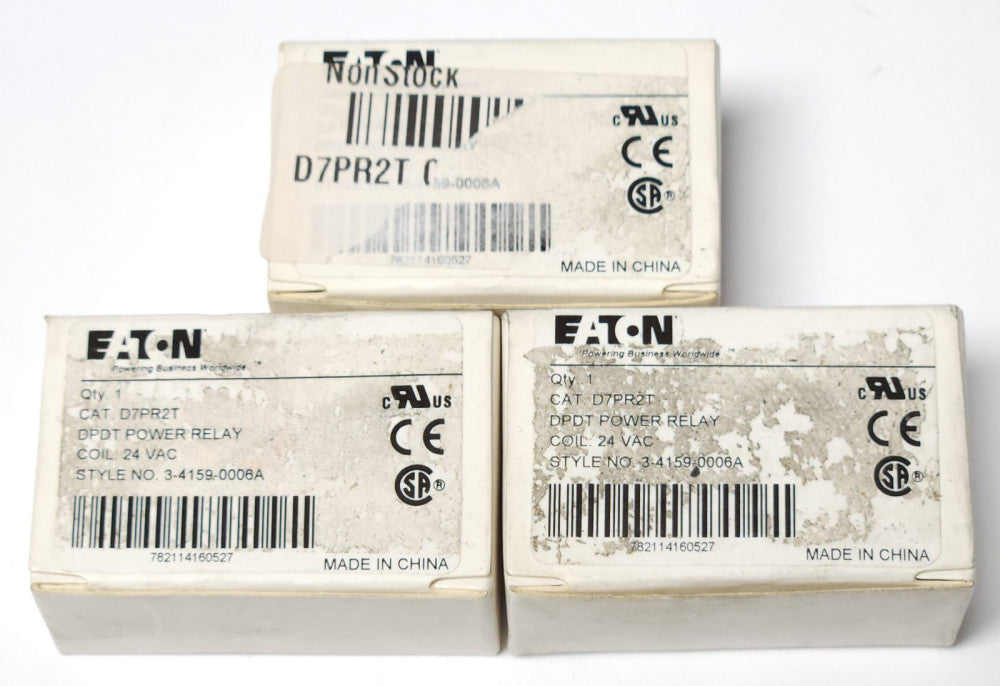 LOT OF 3 EATON CUTLER HAMMER D7PR2T DPDT 24 VAC POWER Relay 3-4159 0006A