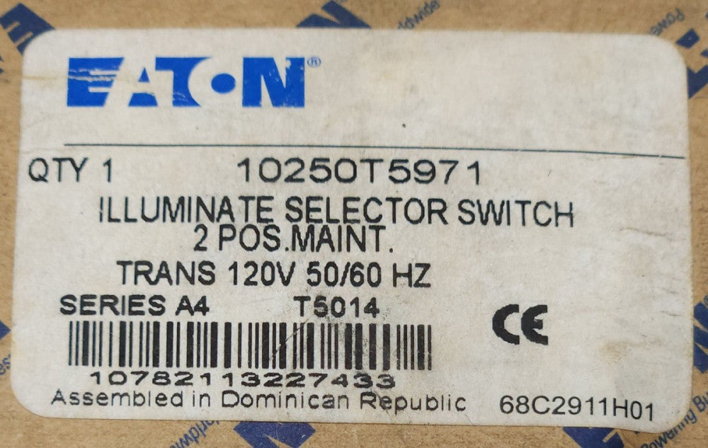 EATON CUTLER HAMMER 10250T5971 2 Position Maintained Illuminated Selector Switch