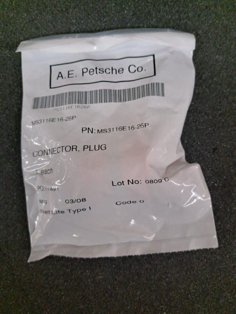 New, Amphenol, MS3116E16-26P, Conn Plug Male 26P Gold SLDR Cup - NO PINS
