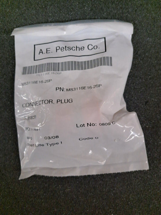 New, Amphenol, MS3116E16-26P, Conn Plug Male 26P Gold SLDR Cup - NO PINS
