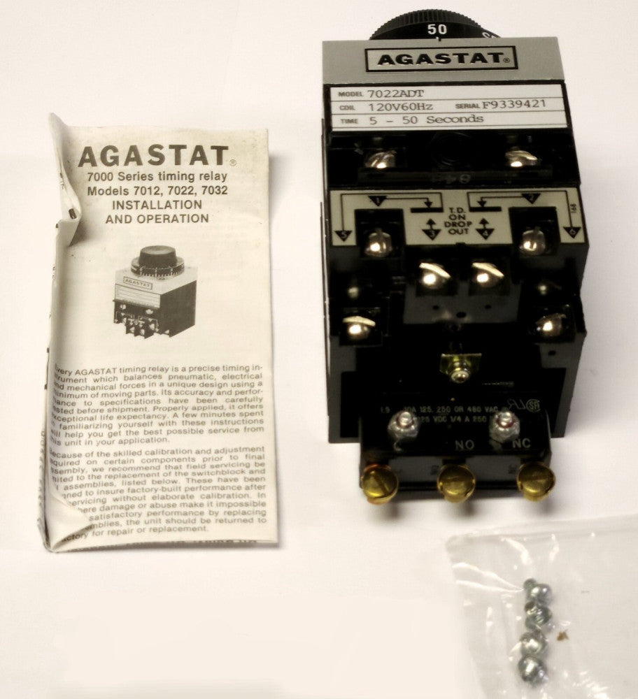 AGASTAT 7022ADT 120 VAC 5-50 Second Timing Relay Timer Module