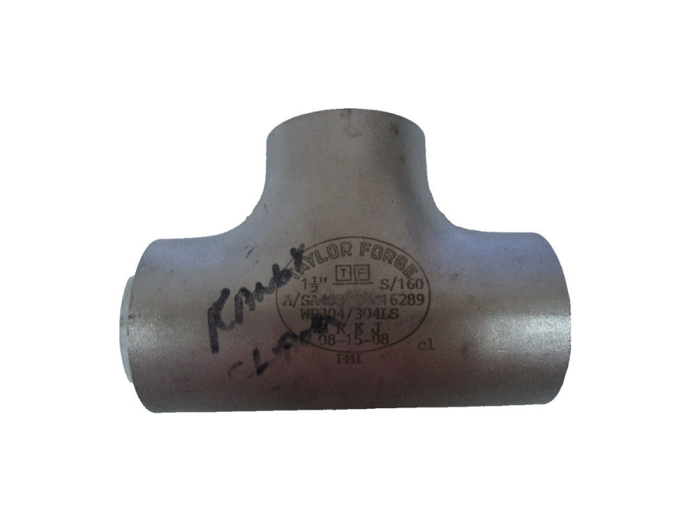 Taylor Forge 1-1/2" Butt Weld Tee 304 Stainless 6m 6000# S/160 SCH 160