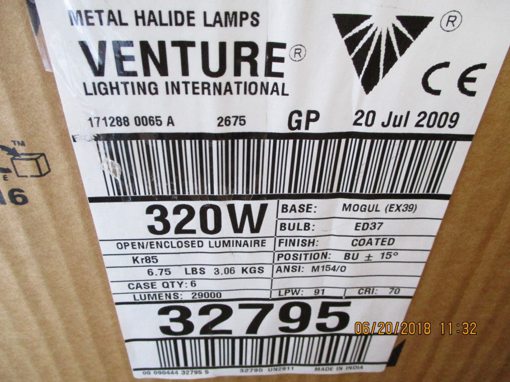 32795 Venture Lighting 320 Watt HID Metal Halide Bulb, M154 BRAND NEW! 
