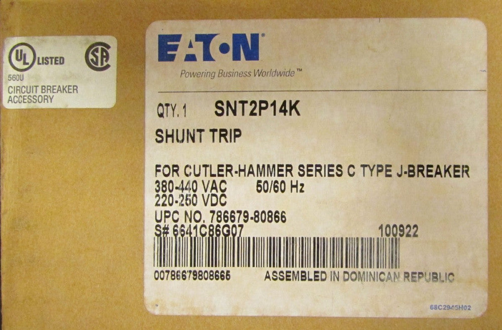 EATON CUTLER HAMMER SNT2P14K J Breaker Shunt Trip 6641C86G07