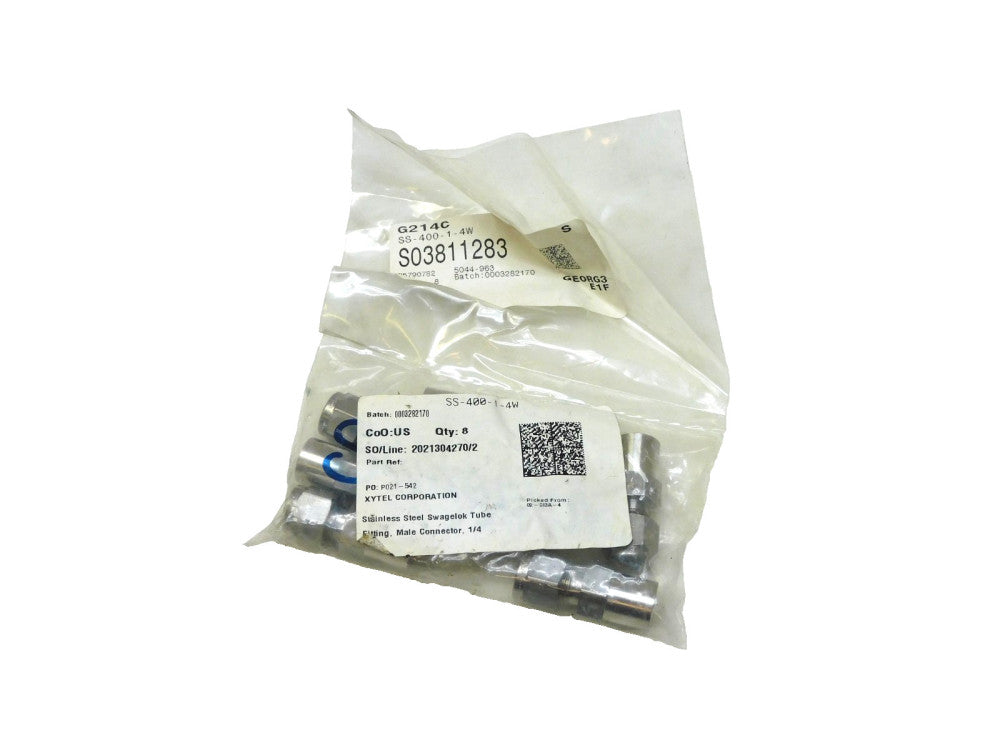 Swagelok SS-400-1-4W Stainless Tube Fitting Male Connector 1/4" Lot of 8