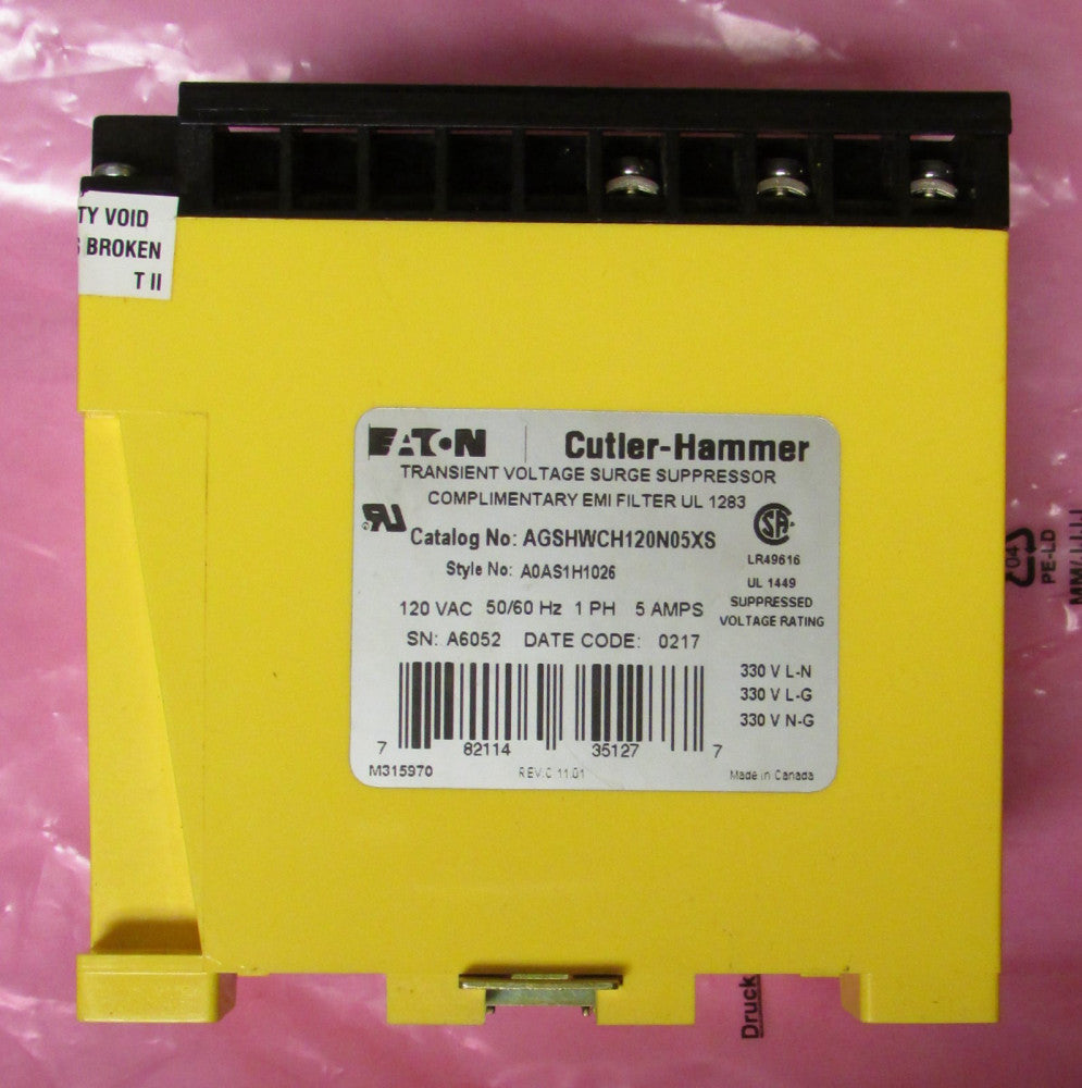 EATON CUTLER HAMMER AGSHWCH120N05XS 120V AEGIS Noise Filter A0AS1H1026