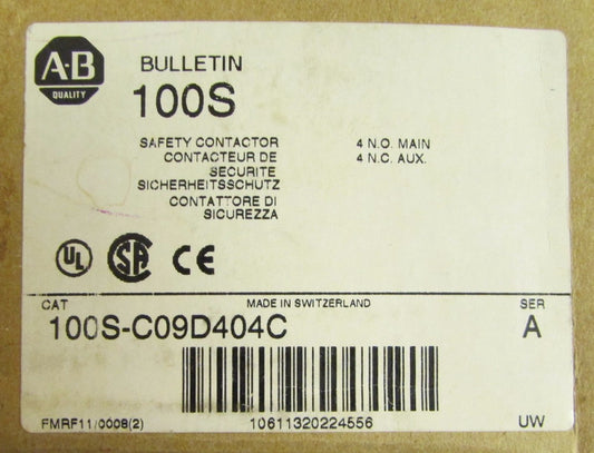 ALLEN BRADLEY Guardmaster Safety Contactor 4 Pole 9 Amp 100/120V 100S C09D404C