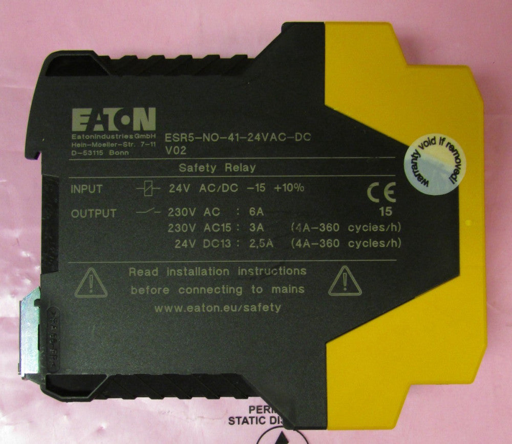 EATON MOELLER ESR5 N0 41 24VAC DC Safety Relay Emergency Stop Control Module