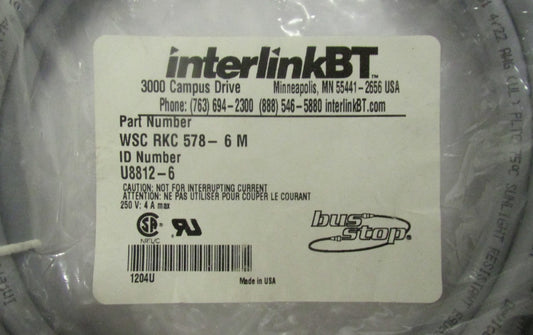 TURCK Bus Stop INTERLINK BT WSC RKC 578 6 M  Eurofast Cable U8812 6