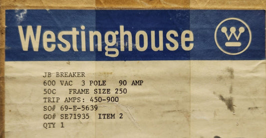 WESTINGHOUSE CUTLER HAMMER JB3090 3 Pole Type JB JB3090V Circuit Breaker
