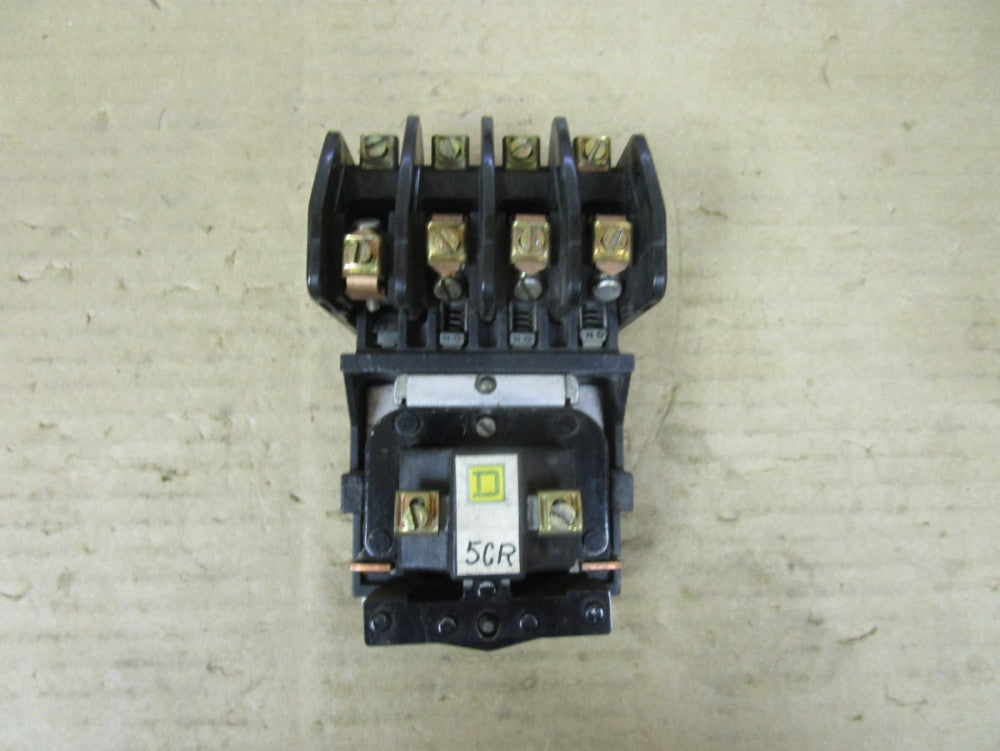 SQUARE D CONTROL RELAY 8501 H0 40 SER D 120V COIL 4 POLE 8501H040