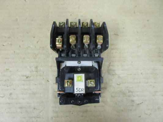 SQUARE D CONTROL RELAY 8501 H0 40 SER D 120V COIL 4 POLE 8501H040