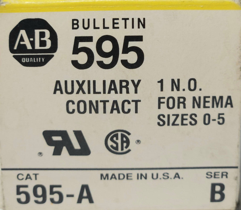 ALLEN BRADLEY 595-A 1 NO Auxiliary Contact Size 0 to Size 5 595 A