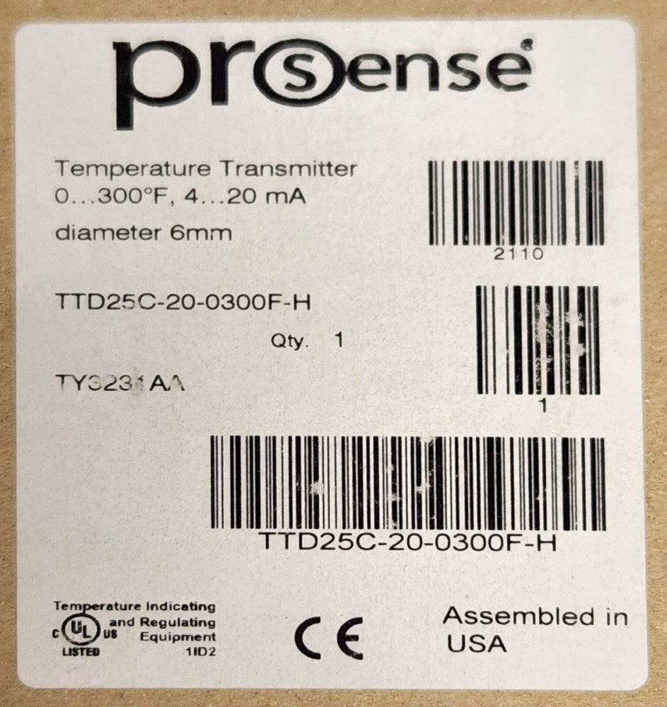 PROSENSE TD25C 20 0300F H Temperature Transmitter 4-20 mA