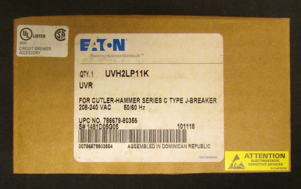 EATON CUTLER HAMMER UVH2LP11K K Breaker Undervoltage Release UVR 1481D05G05