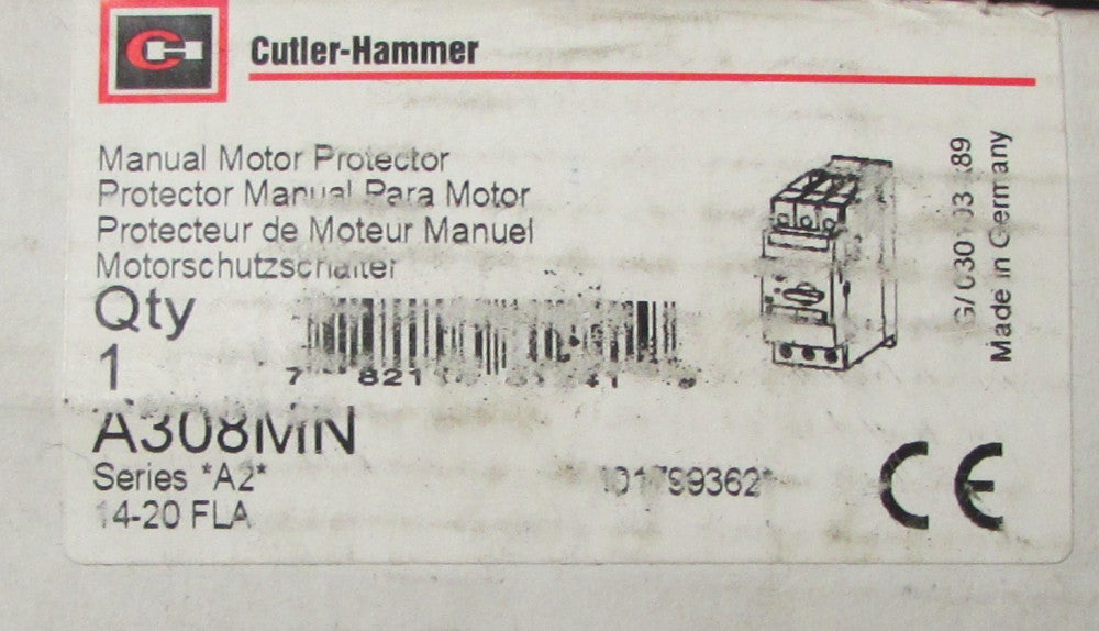 CUTLER HAMMER A308MN 14-20 Amp Manual Motor Protector