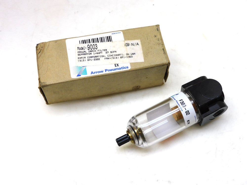 Arrow Pneumatics 9003-02 Manual Drain Filter 1/4" npt 150psi