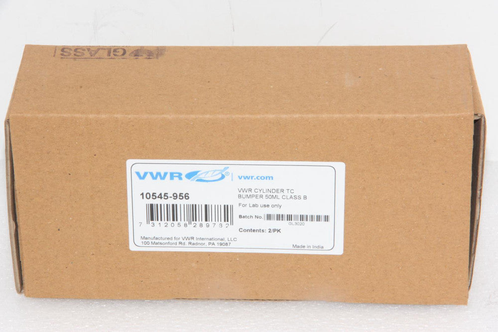 VWR 10545-956 Class B 50 mL Graduated Cylinders with Yellow Bumpers Box of 2