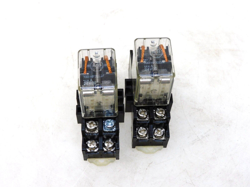 LOT OF 2 ALLEN-BRADLEY 700-HF32Z24 SER.A 24VDC RELAY W/ BASE 700-HN116 SER B 10A