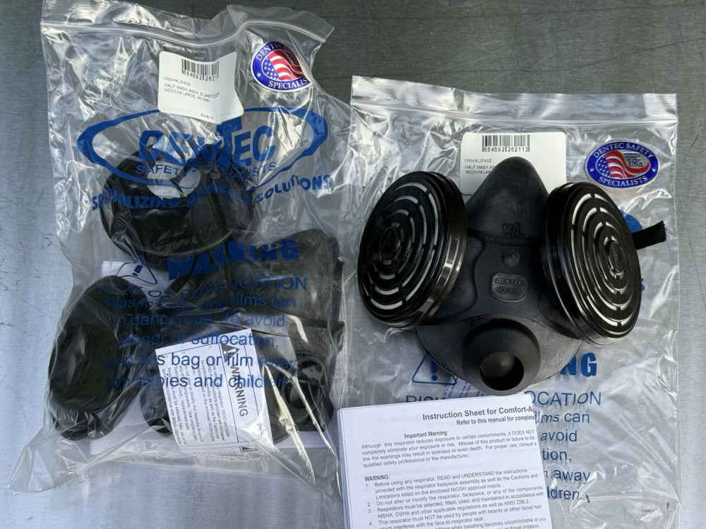 Lot of 2 - Dentec Comfort Air 400 Reusable Rubber Half Mask N95 Respirator M/L