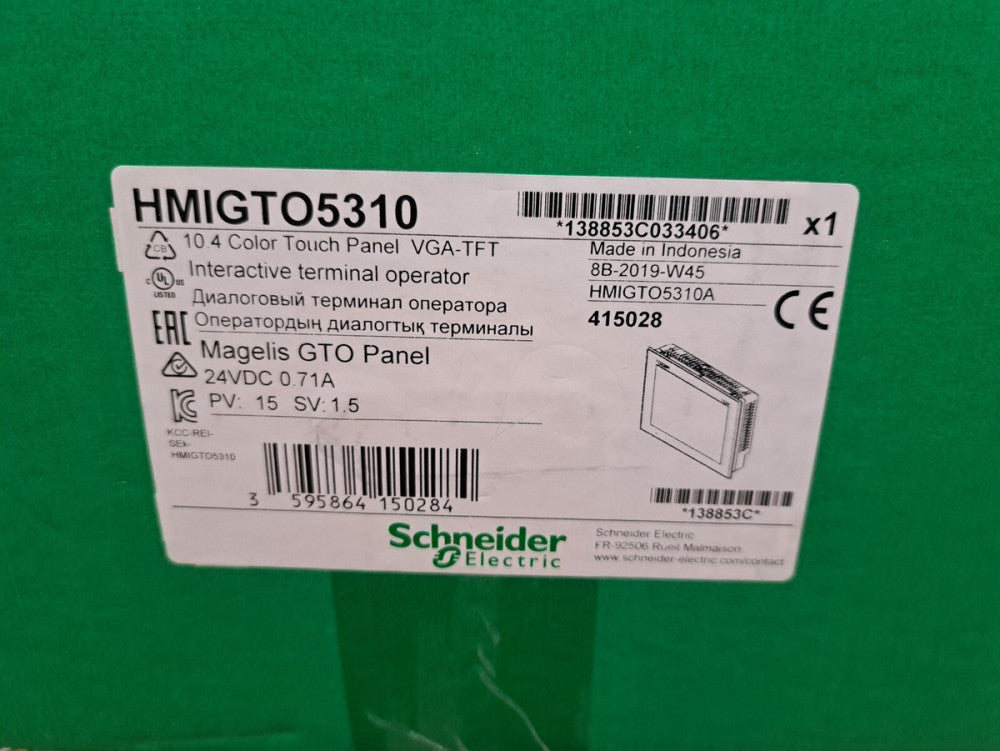 New, Schnedier Electric, HMIGTO5310, HMI 10.4" Touch Screen Color 640x480 Pixels