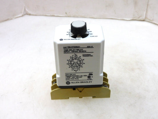 ALLEN BRADLEY 700-HT22BA1 SER A TIMING RELAY W/ BASE ELECTROMATIC S411 10A 300V