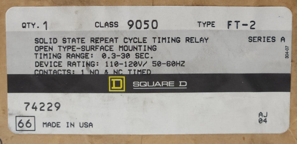 SEALED SQUARE D 9050 FT-2 Solid State Repeat Cycle Timing Relay Module Timer 0.3