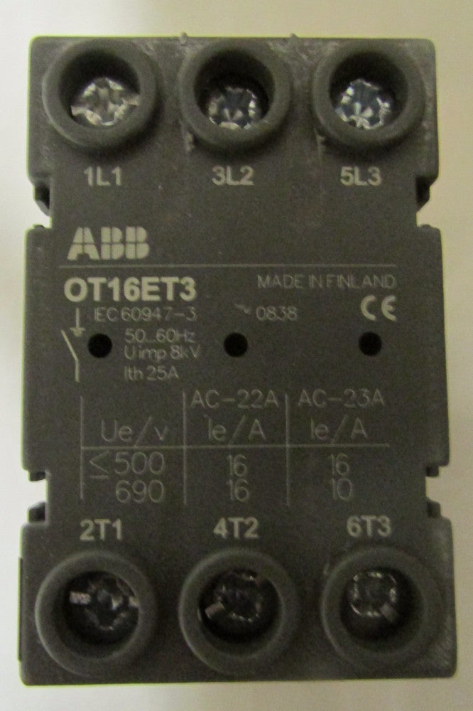ABB OT16ET3 3 Pole 16 AMP 600 V Disconnect Switch 0T16ET3 *Price Per Switch*