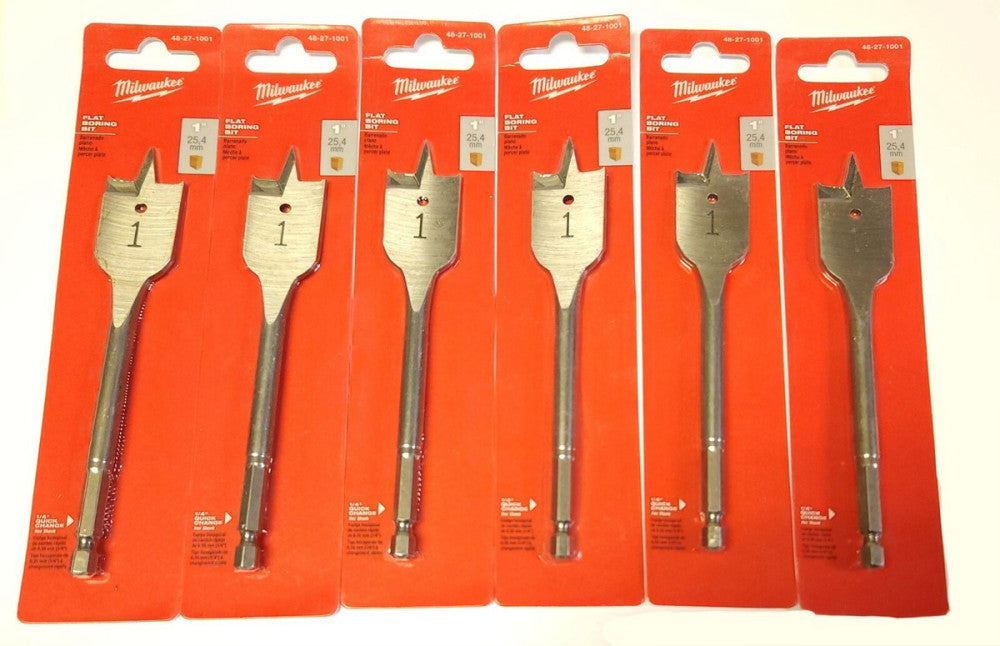 BOX OF 6 MILWAUKEE 48 27 1001 Flat Boring Wood Bit 1" x 6"