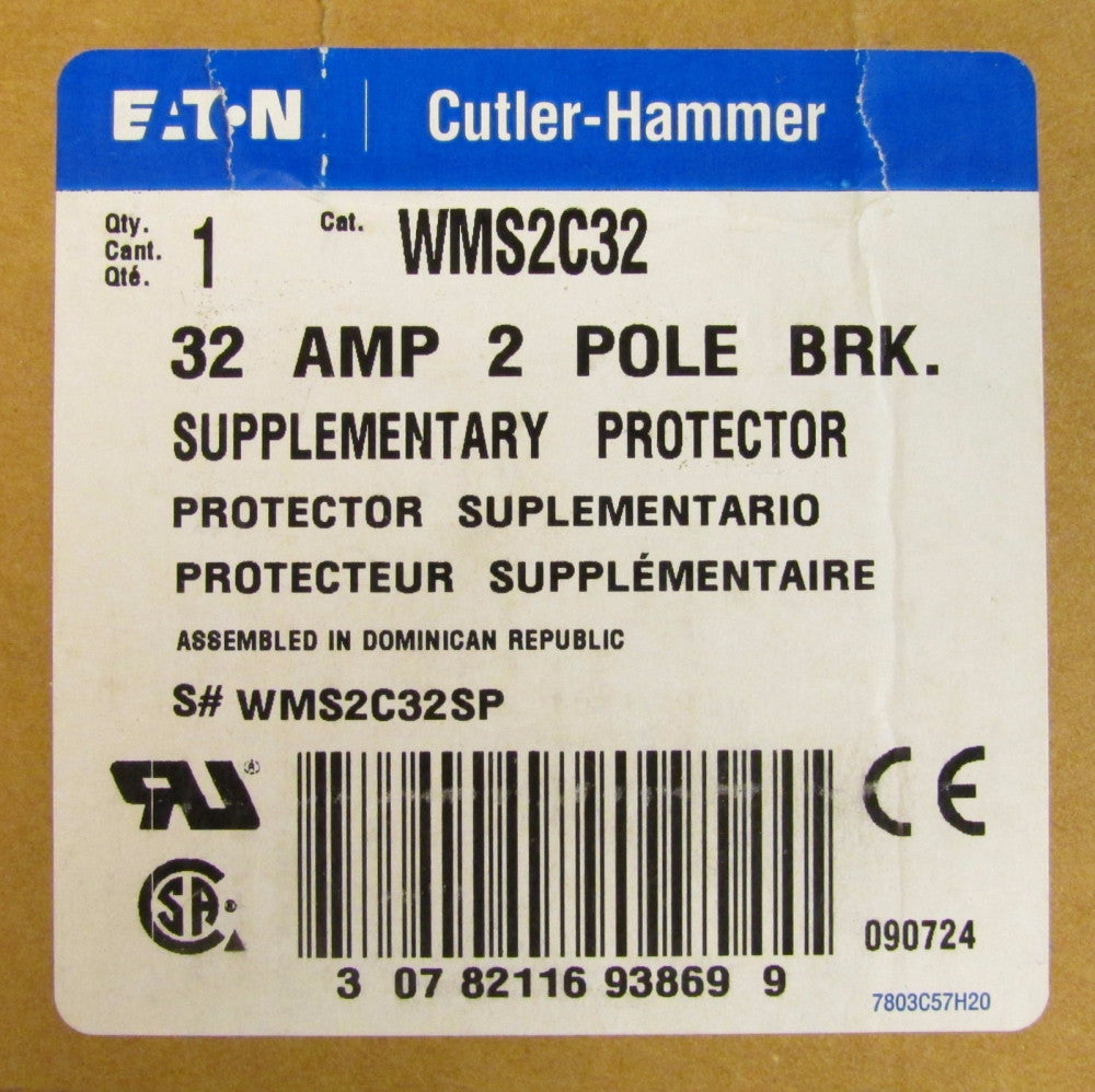 EATON CUTLER HAMMER C32 Circuit Protector Breaker 2 Pole 32 Amp WMS2C32
