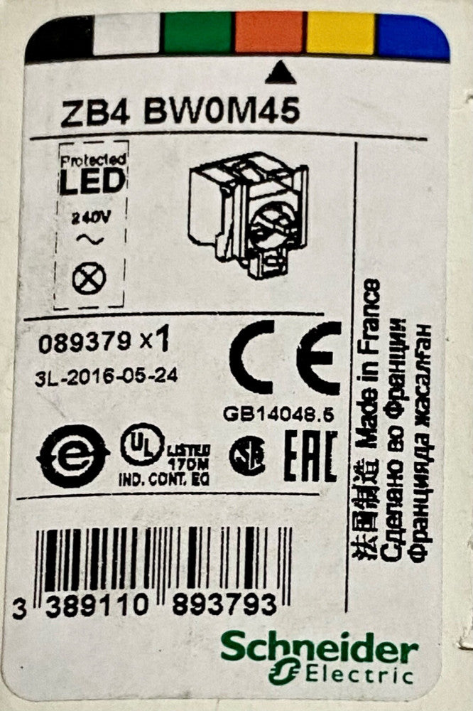 SCHNEIDER ELECTRIC ZB4 BW0M45 240 VAC LED Pushbutton Module 089379
