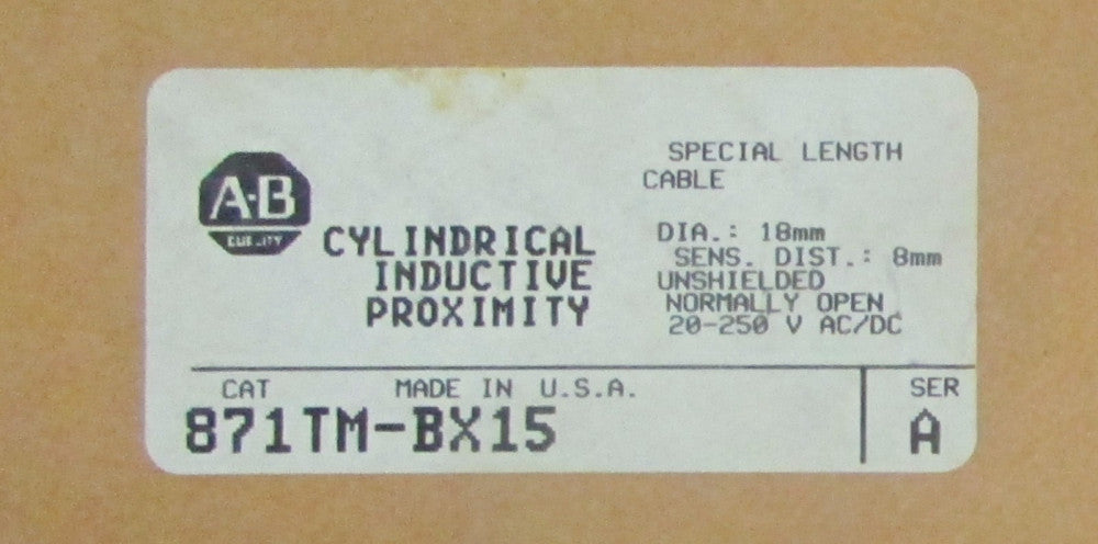 ALLEN BRADLEY 871TM BX15 Cylindrical Proximity Sensor Special Length Cable