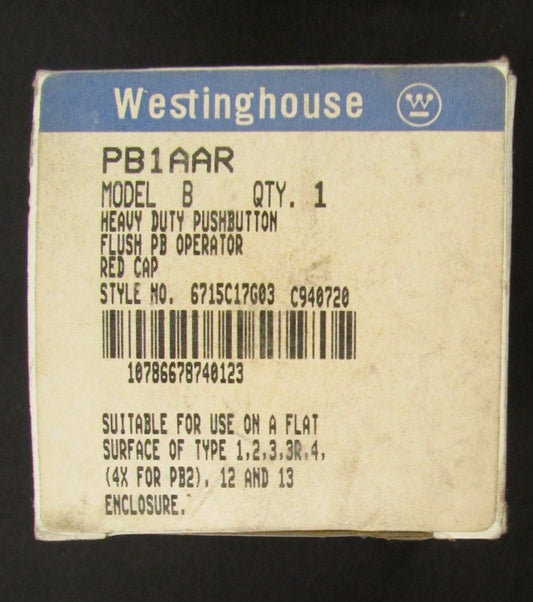 WESTINGHOUSE Flush Red Heavy Duty Push Button Operator PB1AAR